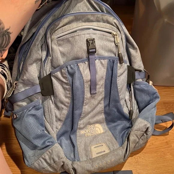 North face light blue cheap backpack